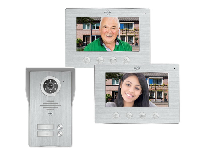 ELRO 2 Familien Video Türsprechanlage mit 2X 7 Zoll Innenmonitor & Türöffner, 4-Draht Aussenstelle m