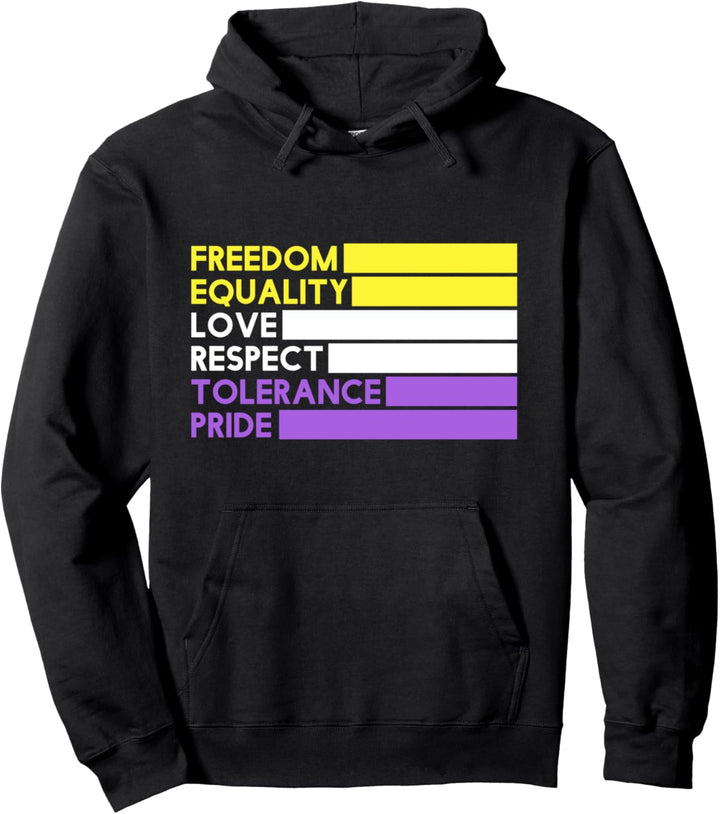 Freedom Equality Love LGBT CSD Nicht binär Pullover Hoodie