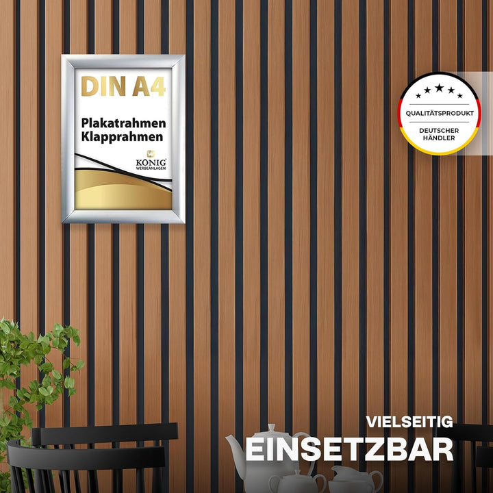 10 Plakatrahmen DIN A4 | 25mm Aluminium Profil, Silber | inkl. entspiegelter Schutzscheibe | Alu Kla