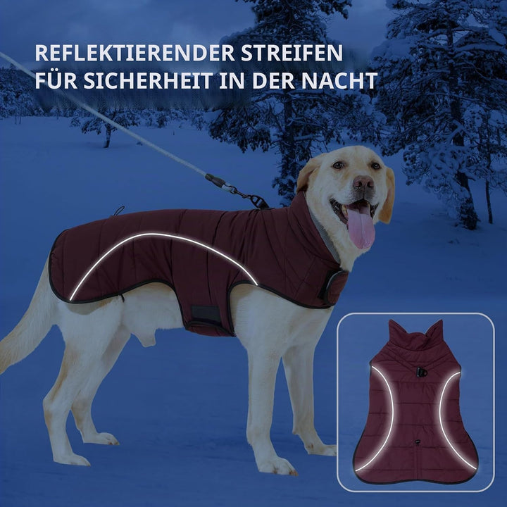 HEYWEAN Mantel Hund Wasserdicht Hundemantel Warm Winter Hundejacke Fleece Hunde Pullover Wintermante
