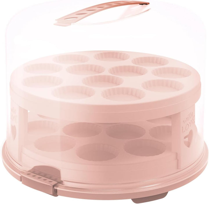 Rotho Fresh Tortenglocke hoch mit Trays, Kunststoff, Pink/Transparent, Nicht zutreffend, Pink/Transp