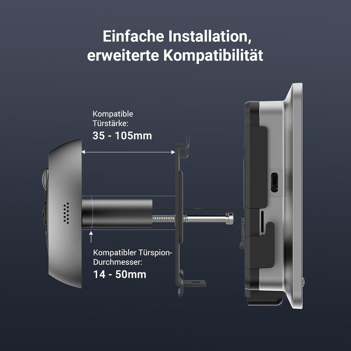 EZVIZ WLAN Türspion mit 5,5-Zoll-Farbbildschirm, 4K Kabellose Video Türklingel Kamera mit 155° Weitw