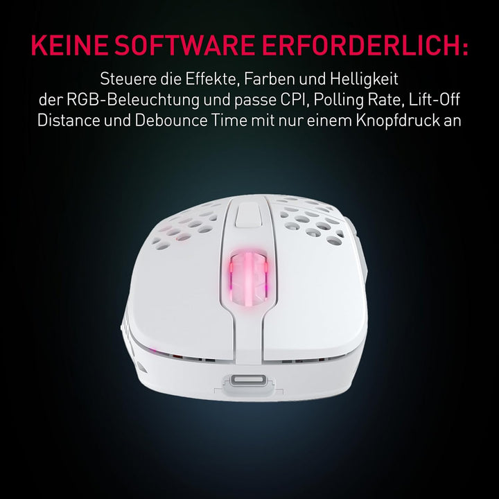 Xtrfy M4 Kabellose ultraleichte Gaming-Maus, RGB, verstellbare Form, 2,4 GHz, verzögerungsfrei, kabe
