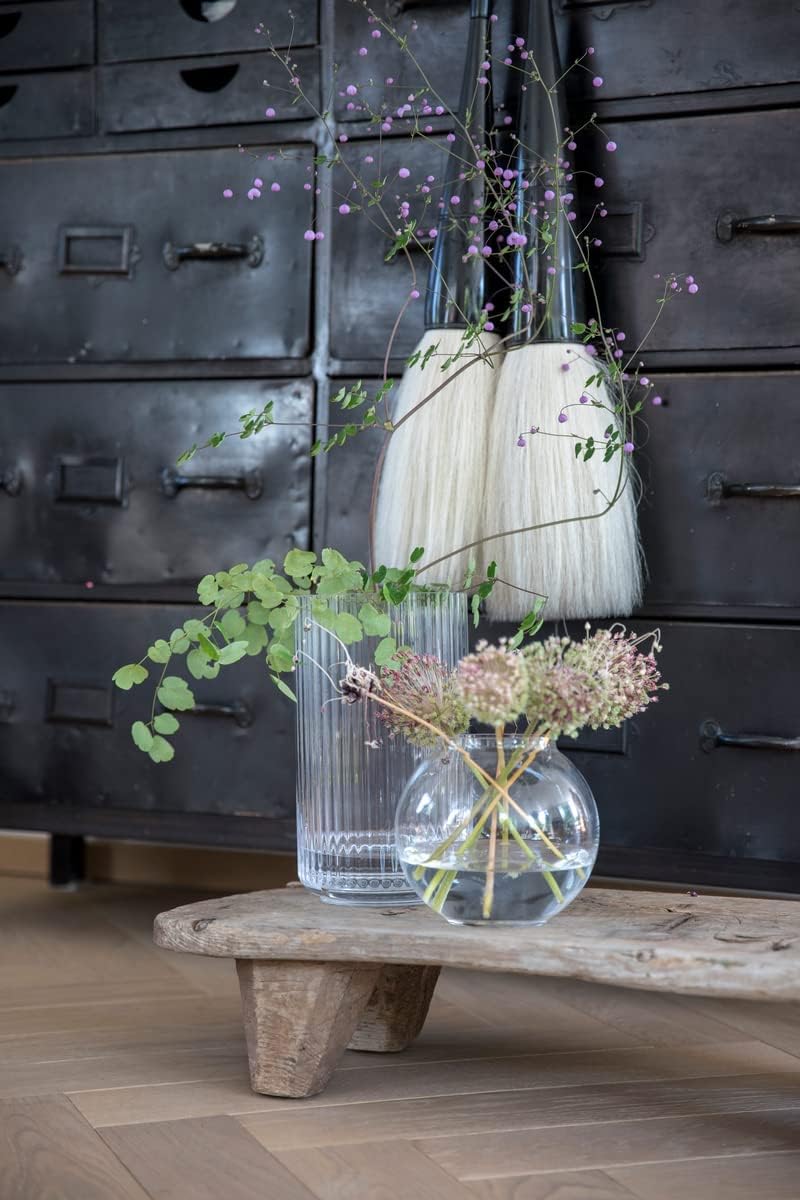 DANMARK LYNGBY Lyngbyvase aus Porzellan, hohe Vase mit Rillen, Zylinder Blumentopf in Hellgrau, 20.5