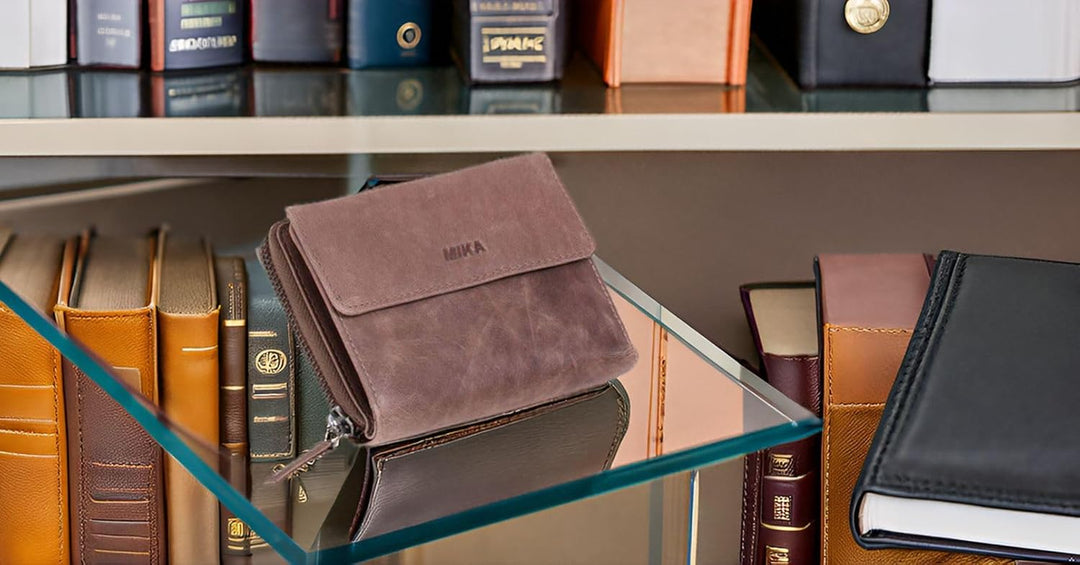 MIKA 42170 - Damengeldbörse aus Echt Leder, Portemonnaie im Hochformat, Geldbeutel mit 9 Kartenfäche