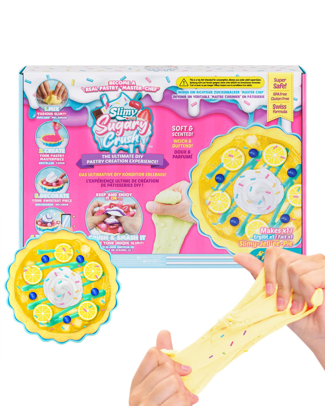 Slimy Sugary Crush - Jelliee-Pie, Slime und Knete Kreativ-Set, Backspiel zum selber Mischen, Formen