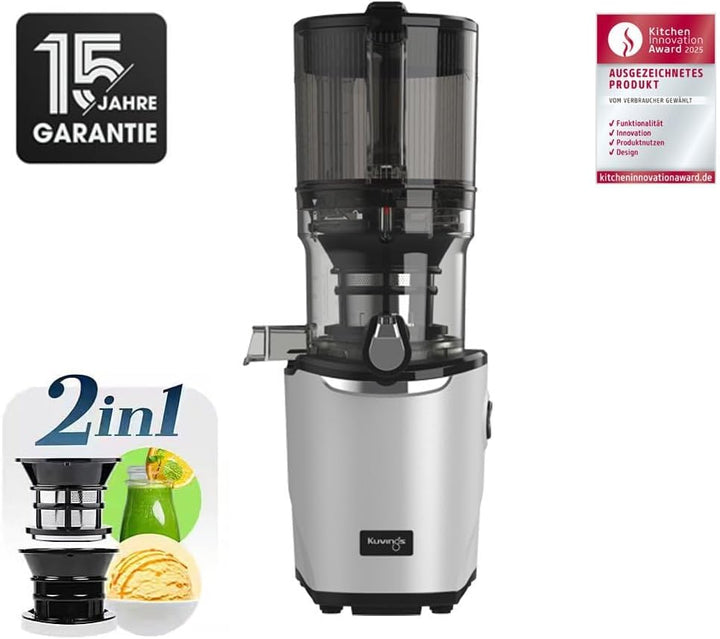 Kuvings AUTO9 | Kaltpressentsafter | Hands-Free Slow Juicer | 2L Auto-Hopper | Entsafter für Obst &
