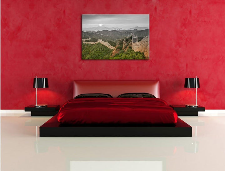 Pixxprint Chinesische Mauer B&W Detail, Format: 100x70 auf Leinwand, 100x70
