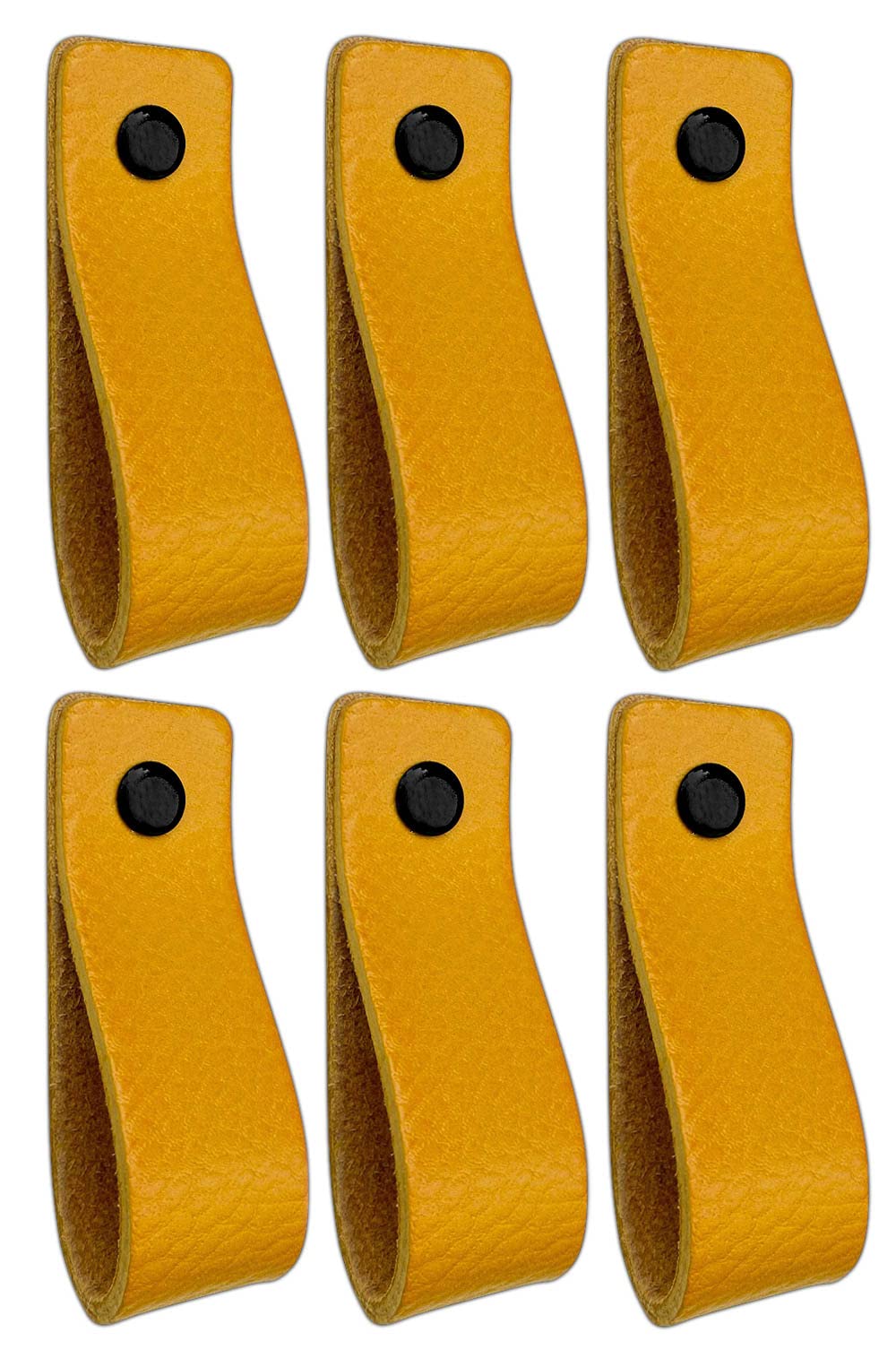 Brute Strength - Ledergriffe für Möbel - Ockergelb - 6 Stück - 16,5 x 2,5 cm - Schrankgriff, Türgrif