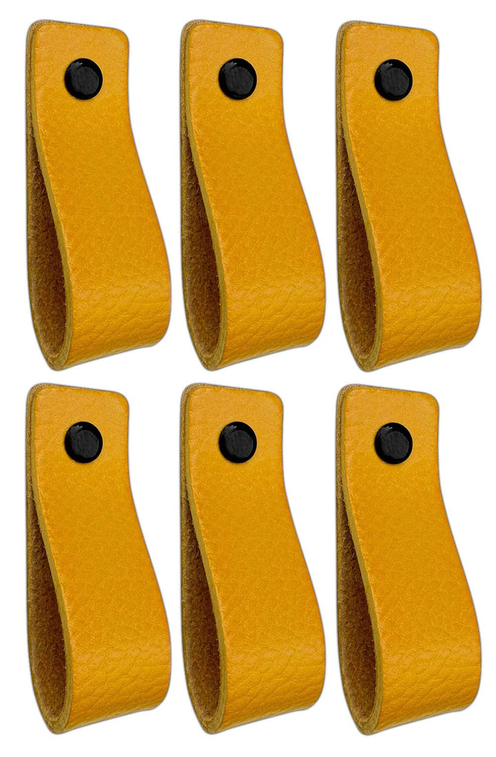 Brute Strength - Ledergriffe für Möbel - Ockergelb - 6 Stück - 16,5 x 2,5 cm - Schrankgriff, Türgrif
