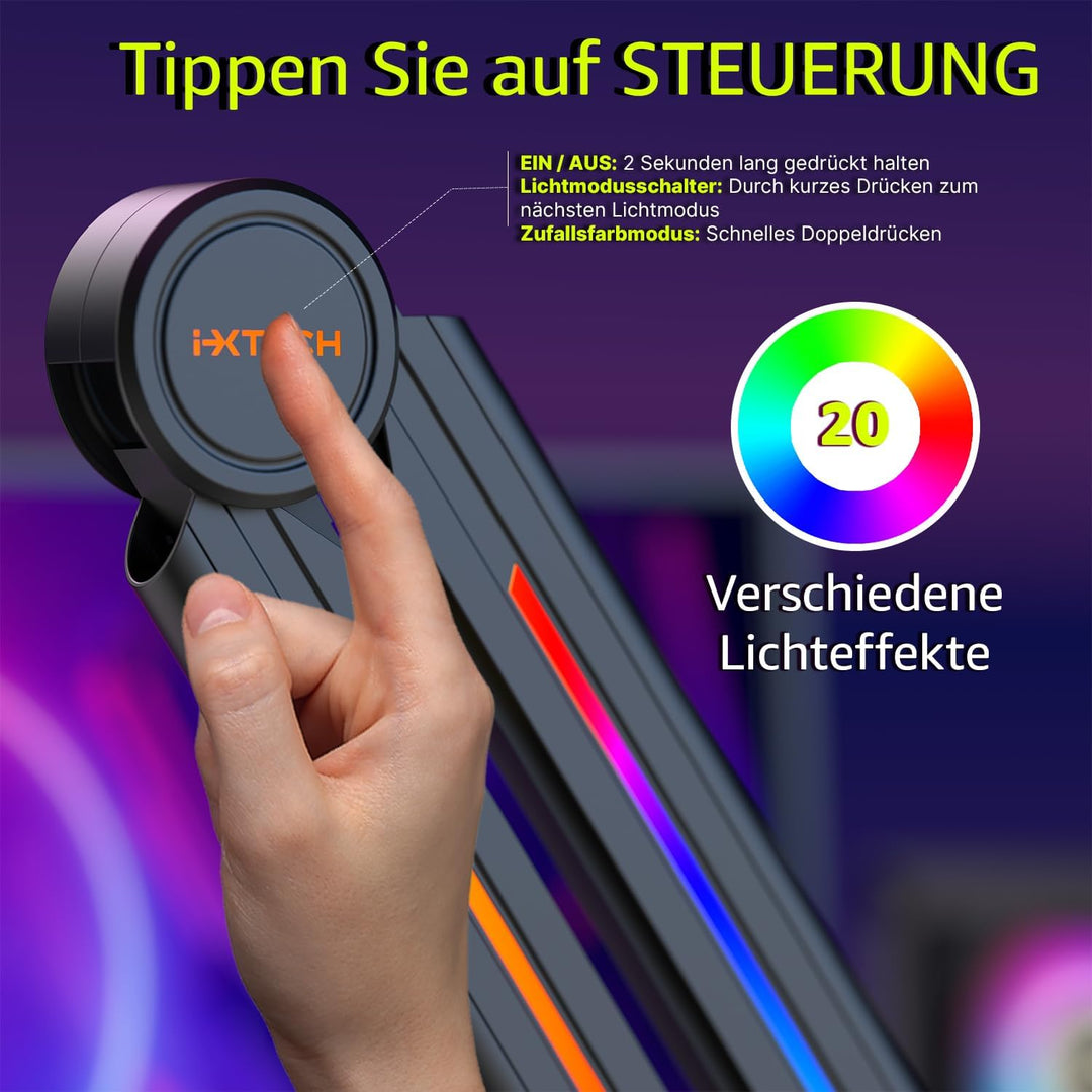 IXTECH RGB Mic Boom Arm High Profile, Overhead Boom Arm Mikrofonständer Schreibtischhalterung, verst