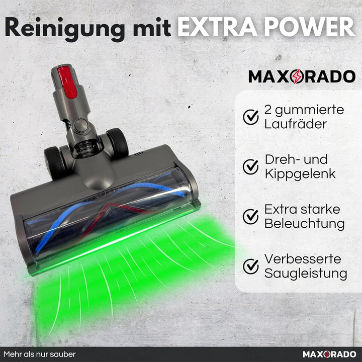 Komfort Turbodüse mit LED Beleuchtung für Dyson V7 V8 V10 V11 V15 Staubsauger I Beleuchtete Turbobür