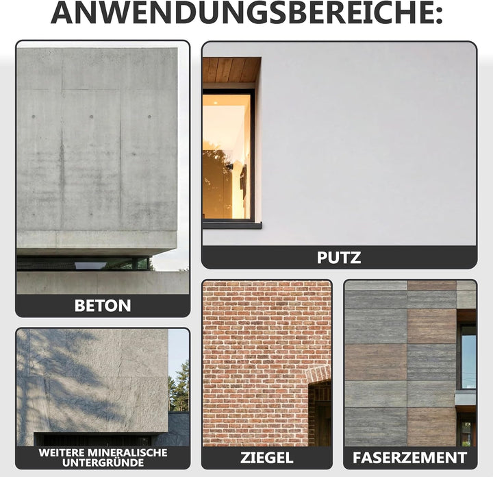 WO-WE Nano Fassadenfarbe W520 Wandfarbe für Aussen Mauer Fassade Lichtgrau - 2,5L RAL 7035 ähnl. Lic