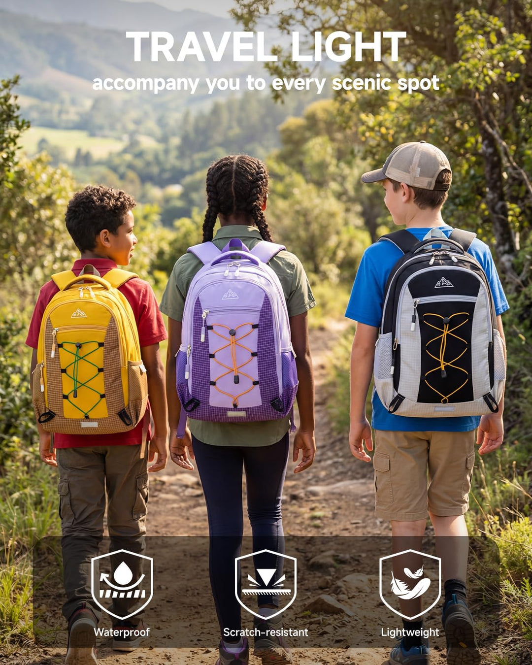 Amythe Outdoor Schulrucksack für Jungen Mädchen ab 6 Jahren, Wanderrucksack Kinder 1. - 5. Klasse, W