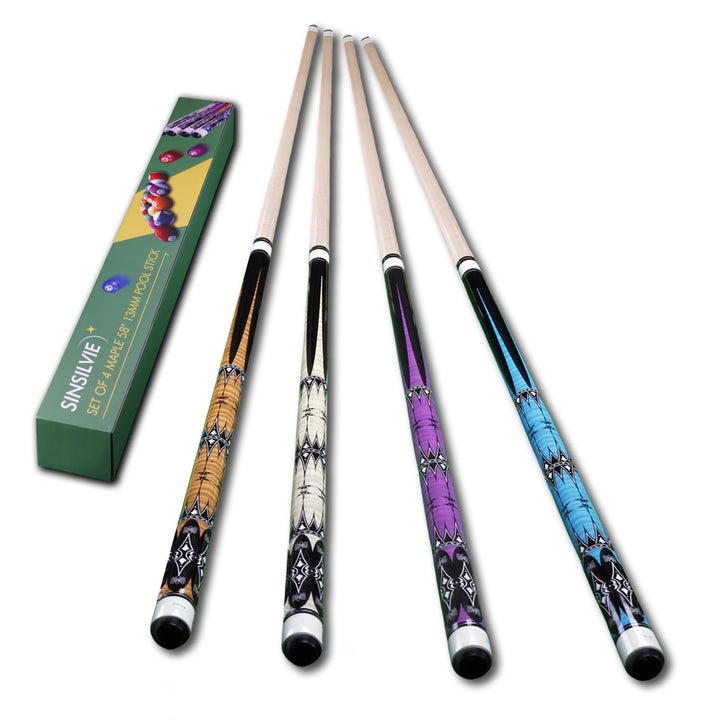 58" Pool Billard Queue with 13mm Tip,19 20 oz Billiard Cue,Schwarz oder Weiss，1/2 Maple Queue Sticks