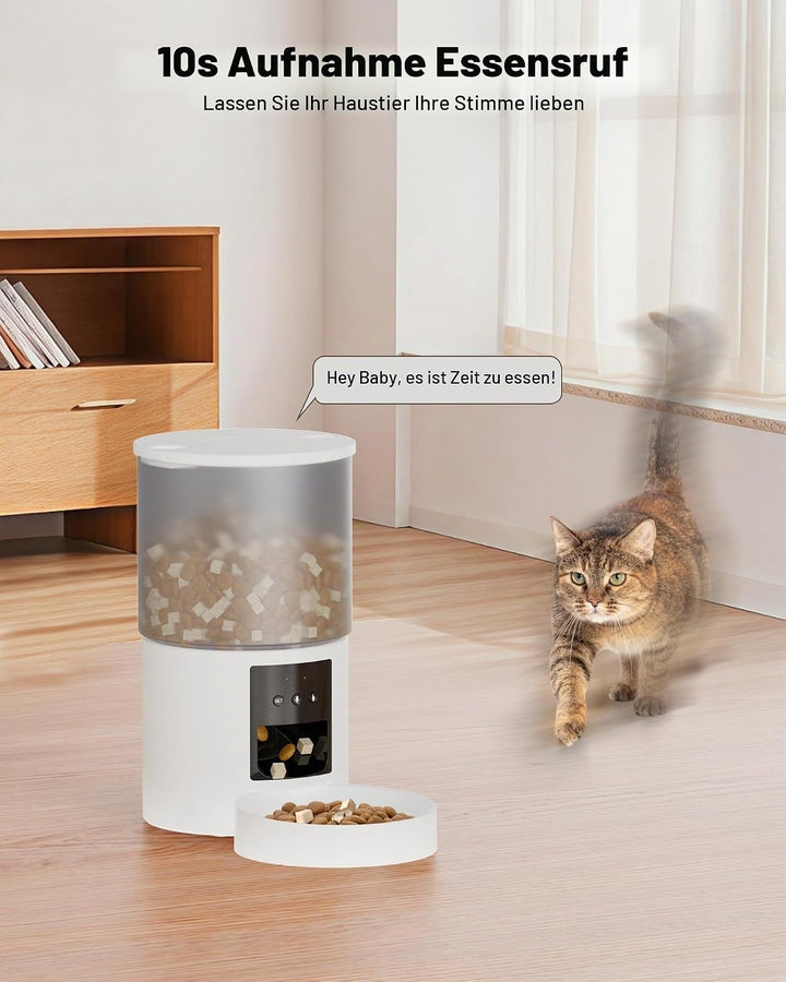 Futterautomat Katze Katzenfutter Automat WiFi: Futterspender Katze mit Massgeschneidert Zeitplan - A