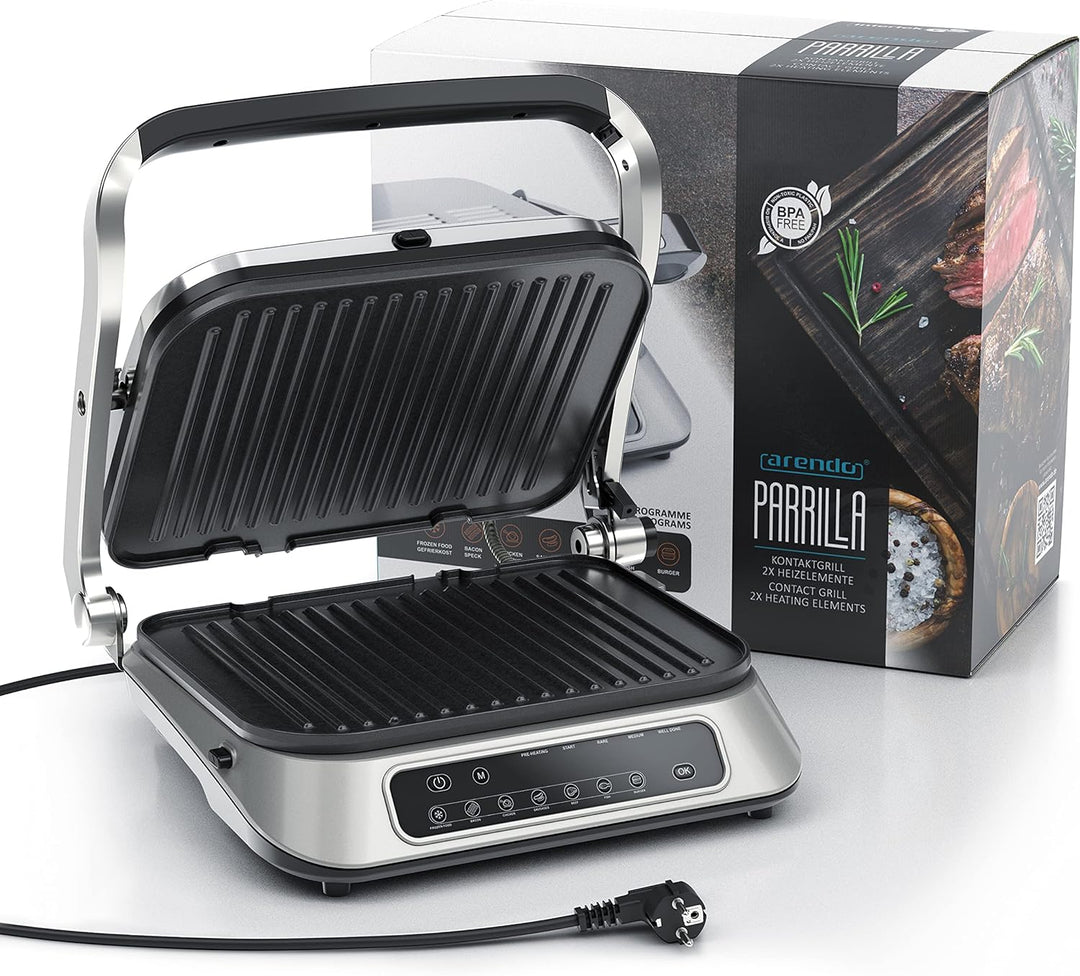 Arendo - Kontaktgrill Elektrogrill - elektrischer Tischgrill - Sandwichmaker - Multi Grill mit Digit