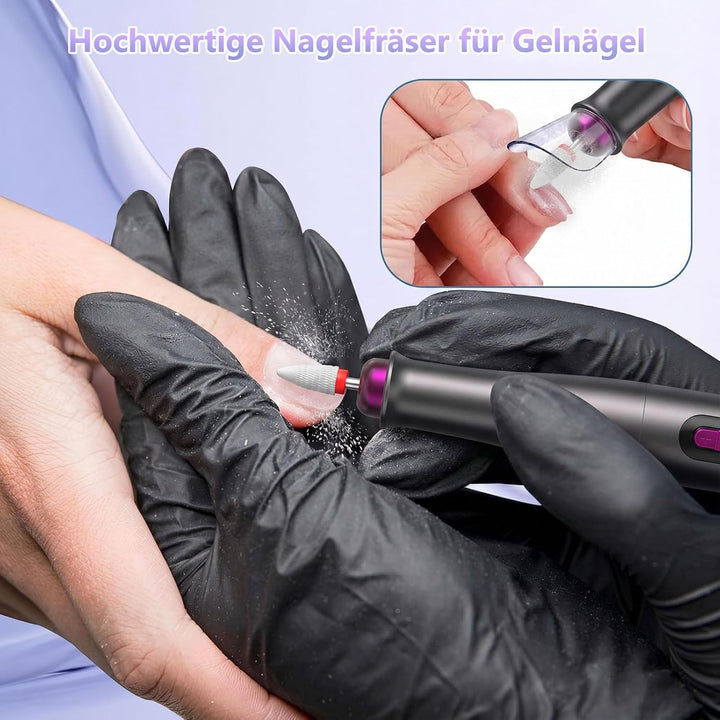 POFIBO Nagelfräser Kabellose 35000 U/Min - Professioneller Nail Drill für Gelnägel und Acrylnägel, E
