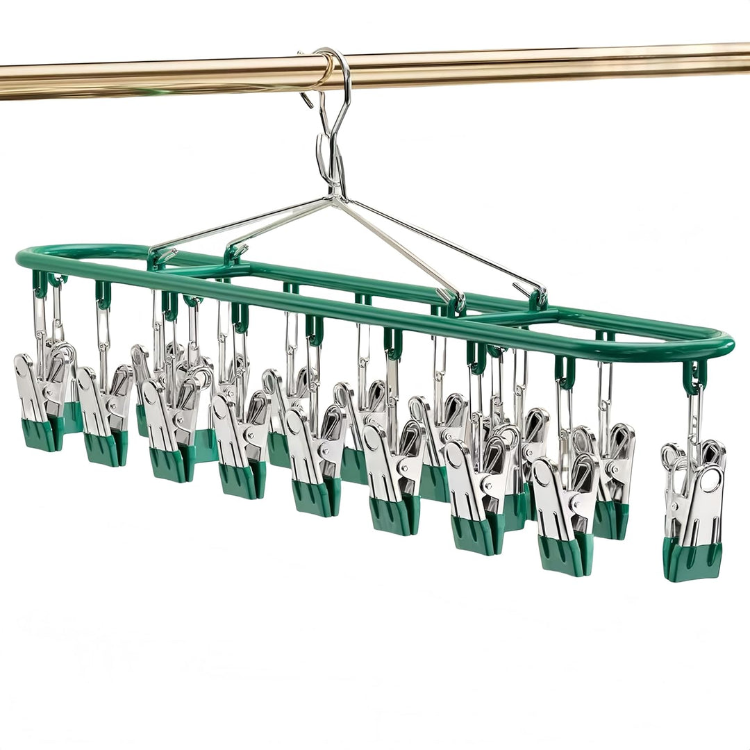 Metall Kleiderständer mit Clips, Edelstahl, Kleider- und Sockenbügel, Wäschetropfbügel mit 20 Clips,
