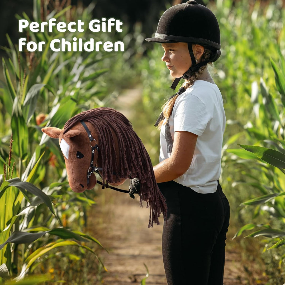 BEJOY Steckenpferd Spielzeug Pferd, Hobby Horse Holzpferd Plüschpferd zum Reiten für Kinder mit Half