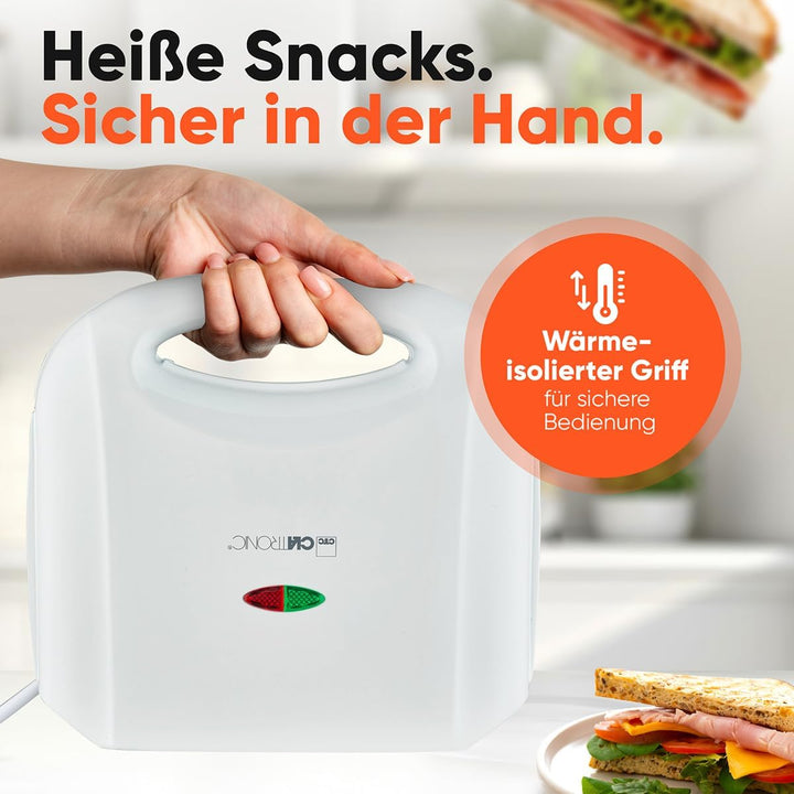 Clatronic® Sandwichmaker | für dreieckige Sandwichplatten | Sandwichtoaster mit Antihaftbeschichtung