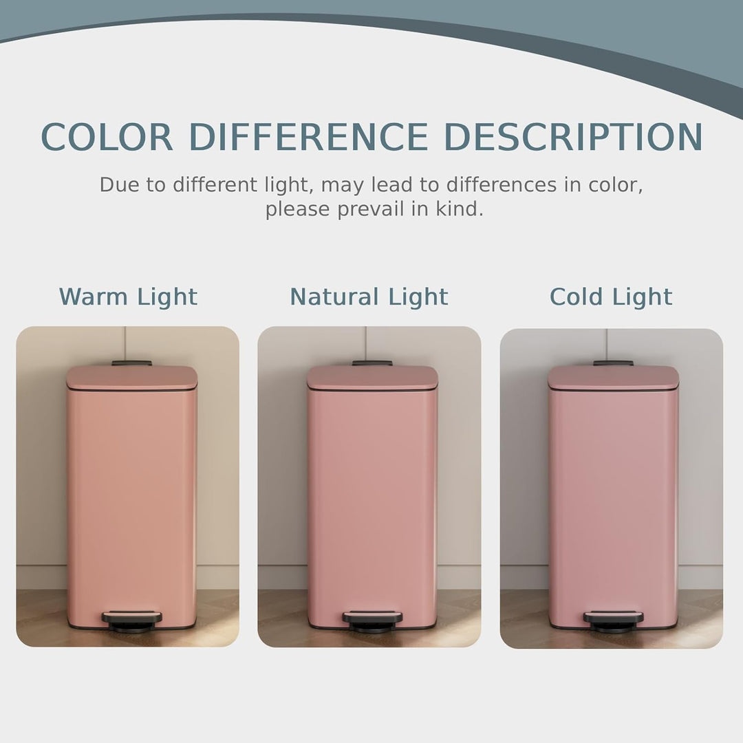 LIFERUN Mülleimer 30L aus Stahl, rechteckiger Abfalleimer mit Soft-Close-Deckel, Pedal und Inneneime