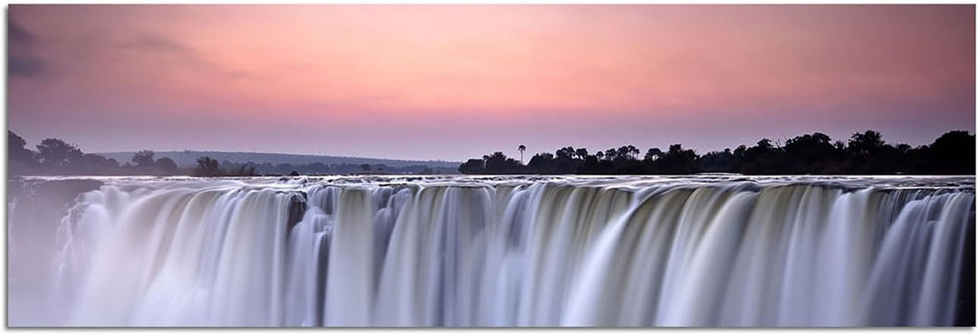 Augenblicke Wandbilder Leinwandbild als Panorama in 150x50cm Wasserfall Morgenlicht Sonnenaufgang