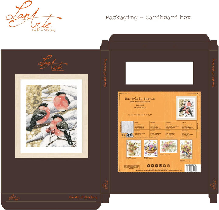 Lanarte Zählmusterpackung Dompfaff Zählstoff Kreuzstichpackung, Baumwolle, Mehrfarbig, 21 x 27 x 0.3