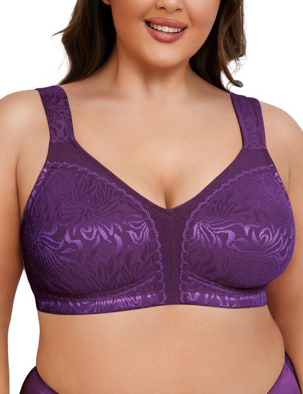 Wingslove Damen Minimizer BH ohne Bügel Grosse Brüste Bügelloser Entlastungs Breite Träger Vollfigur