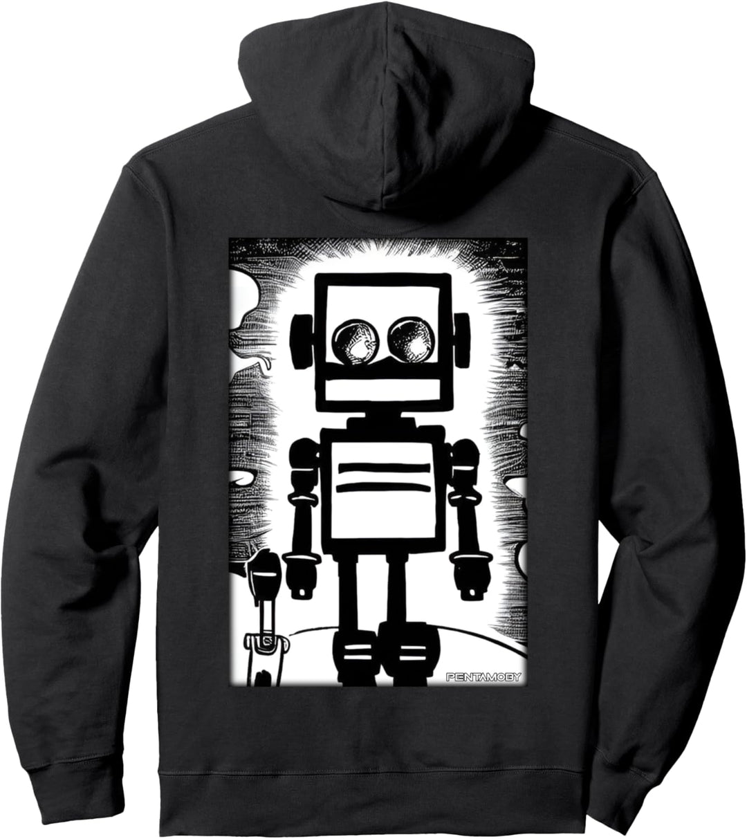 Roboter Zukunft Technologie Wissenschaft Comic Retro Vintage Pullover Hoodie