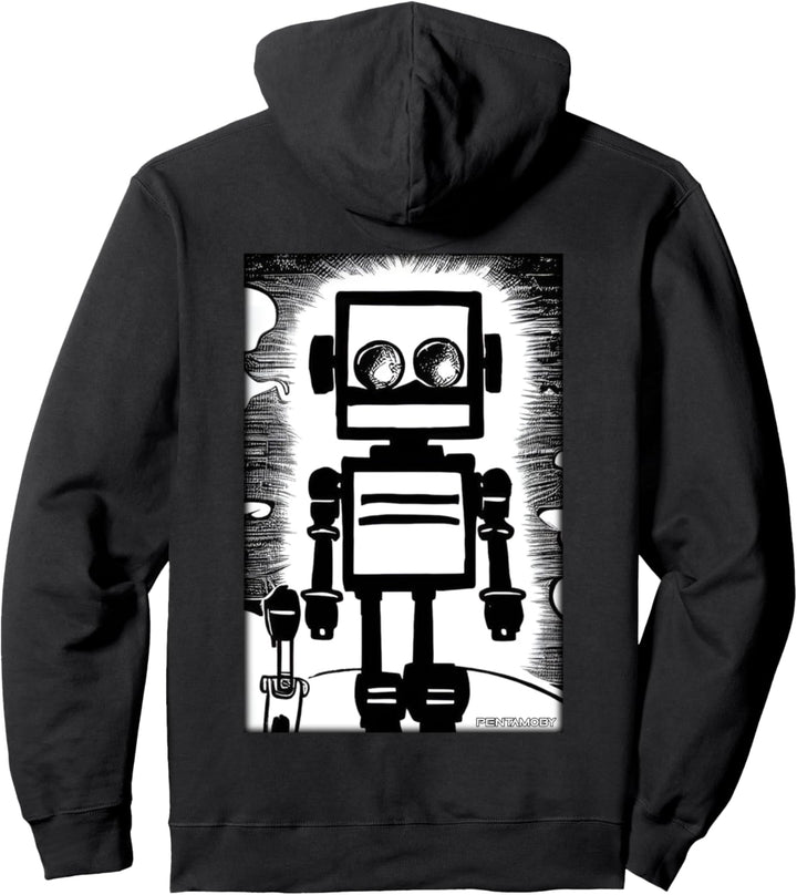 Roboter Zukunft Technologie Wissenschaft Comic Retro Vintage Pullover Hoodie