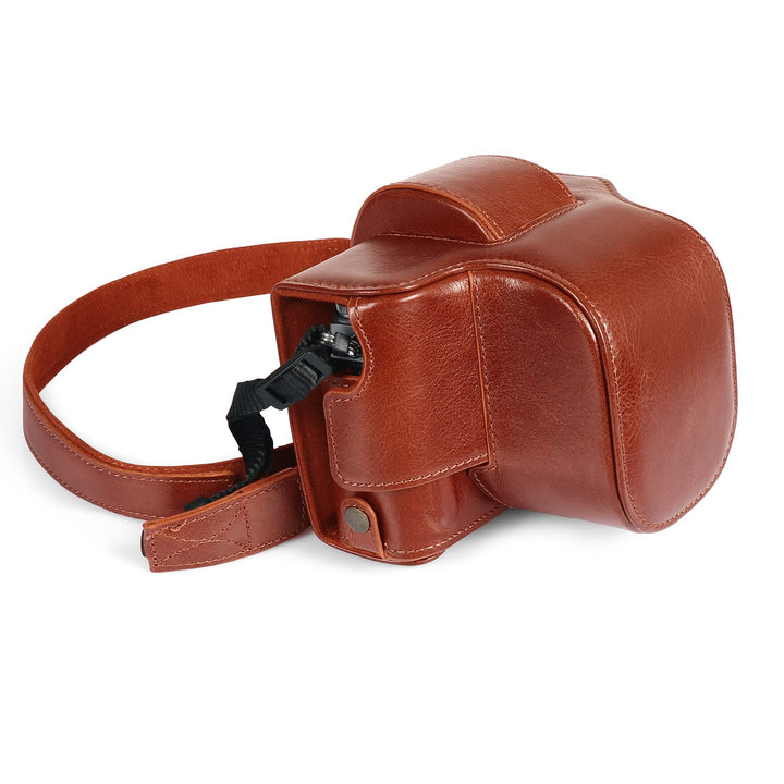 MegaGear Ever Ready Echtleder-Kameratasche kompatibel mit Nikon Z fc (16-50 mm) (Brown), MG2011, Bro