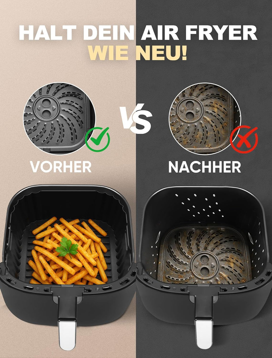 Silikonform Heissluftfritteuse für Russell Hobbs Air Fryer XXL 8L 27170-56, 3 Stück Airfryer Silikon