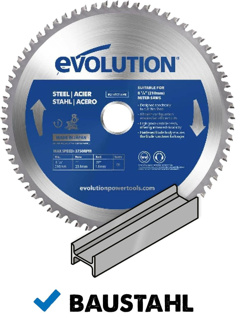 Evolution M210TCT-50MS - 210 mm Sägeblatt zum Schneiden von Baustahl - Metall-Sägeblatt mit 50 Zähne