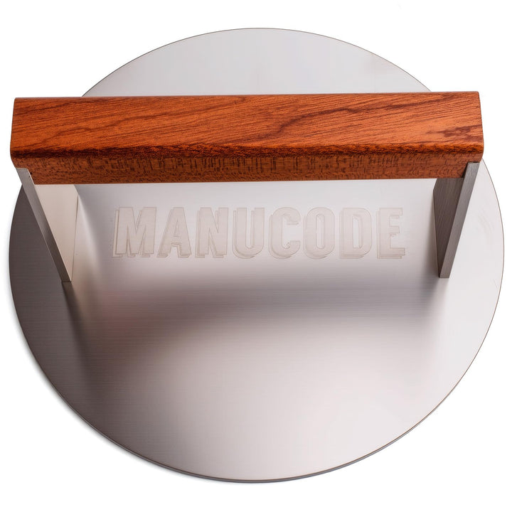 Manucode Pro-Grade 20,5cm Edelstahl Grillpresse – 1,42kg Hochleistungs-Burgerpresse mit Nicht verdre