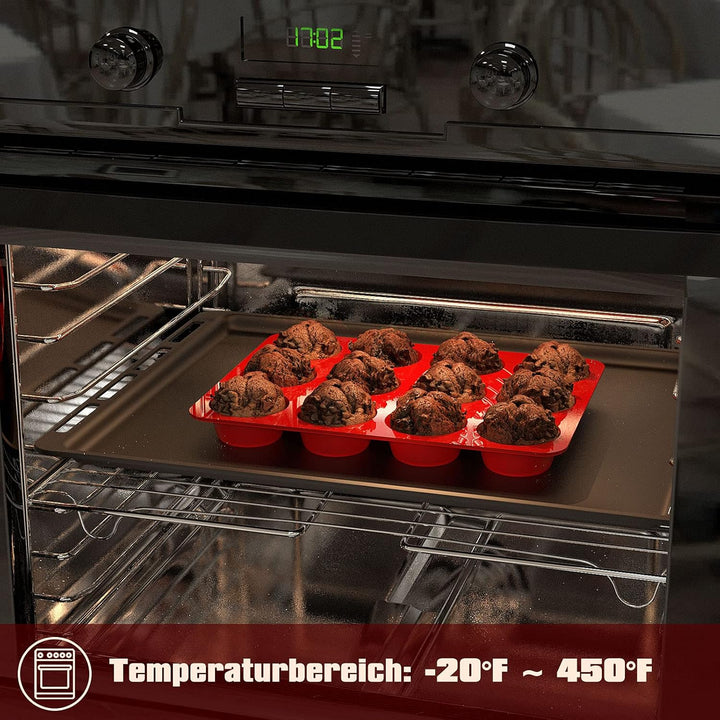SILIVO Muffinform Silikon für 12 Muffins - 2 Stück Silikon Muffinförmchen, Cupcake Formen, Muffin Ba
