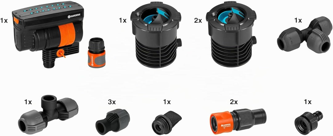 Gardena Sprinklersystem Start-Set Pipeline mit Viereckregner: Komplettset für den Einstieg in das Pi
