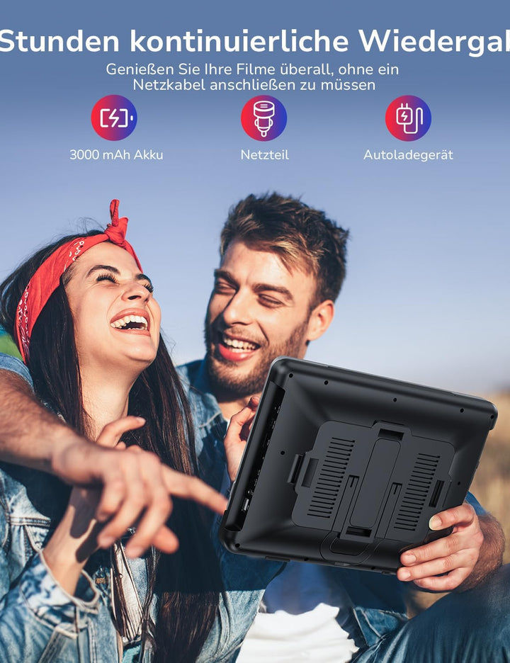 GOnavidio 12" DVD Player Auto 2 Bildschirme, Wiederaufladbar Kopfstütze für Auto mit 1080P HDMI-Eing