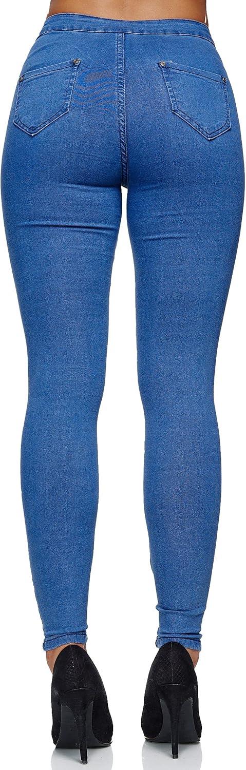 Damen Slim Fit Hose Highwaist Jeans Chunkyrayan, Hellblau Chicago