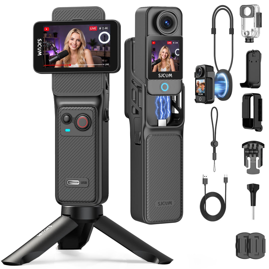 SJCAM C400 4K Action Cam Weiss 128GB,Vlogging-Kamera mit Dual-Touchscreen,7h Akku, 6-Achsen Bildstab