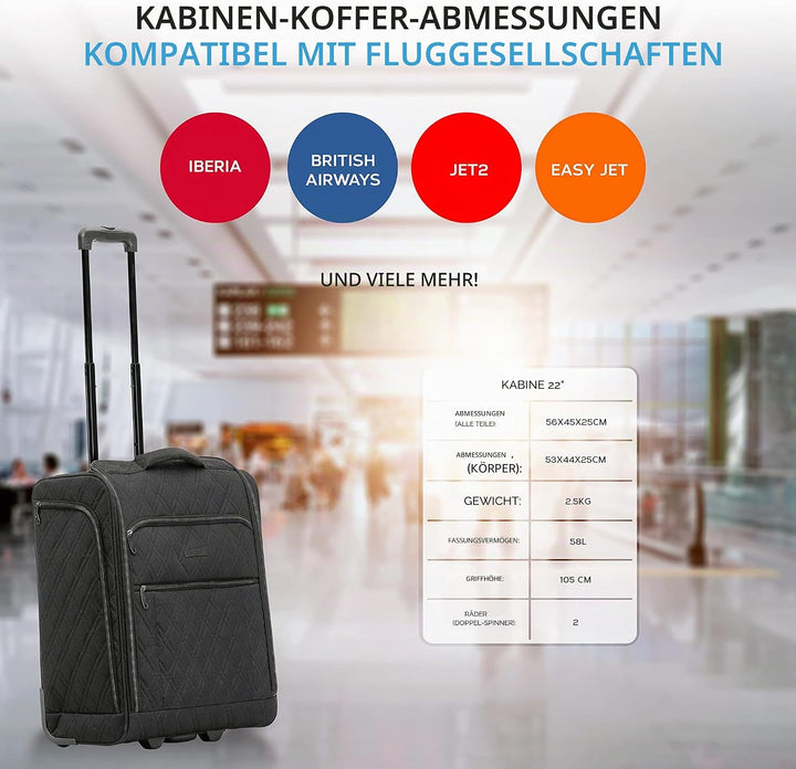Flight Knight 56x45x25cm easyJet & British Airways Large Carry On Approved & Tested Maximum Size Han