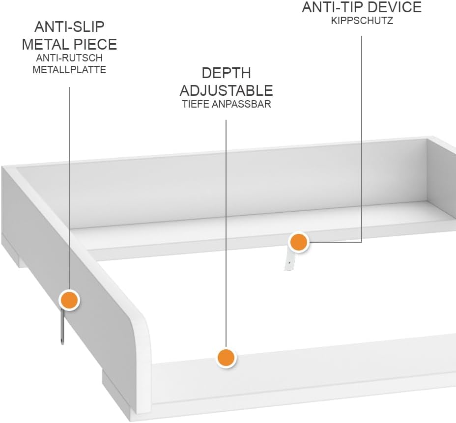 Vicco Wickelaufsatz ''Wicko'', Wickeltischaufsatz, Weiss, 60 x 76 cm 60 cm, 60 cm
