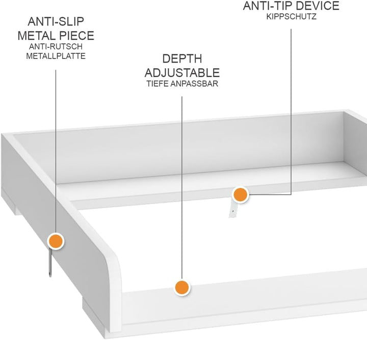 Vicco Wickelaufsatz ''Wicko'', Wickeltischaufsatz, Weiss, 60 x 76 cm 60 cm, 60 cm