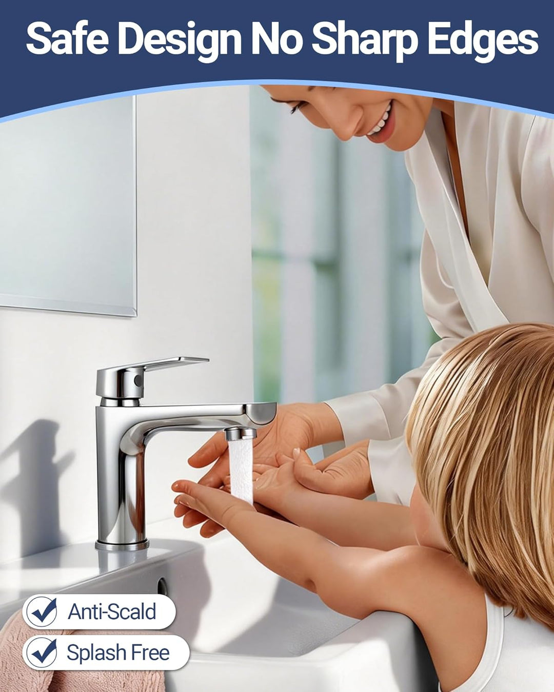 Wasserhahn Bad Edelstahl - Einhebelmischer Waschbecken - Bad Wasserhahn mit 60 mm Anschlussschlauch,