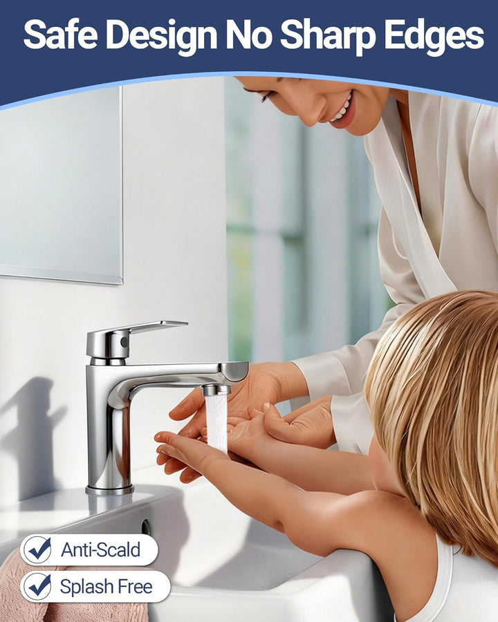 Wasserhahn Bad Edelstahl - Einhebelmischer Waschbecken - Bad Wasserhahn mit 60 mm Anschlussschlauch,