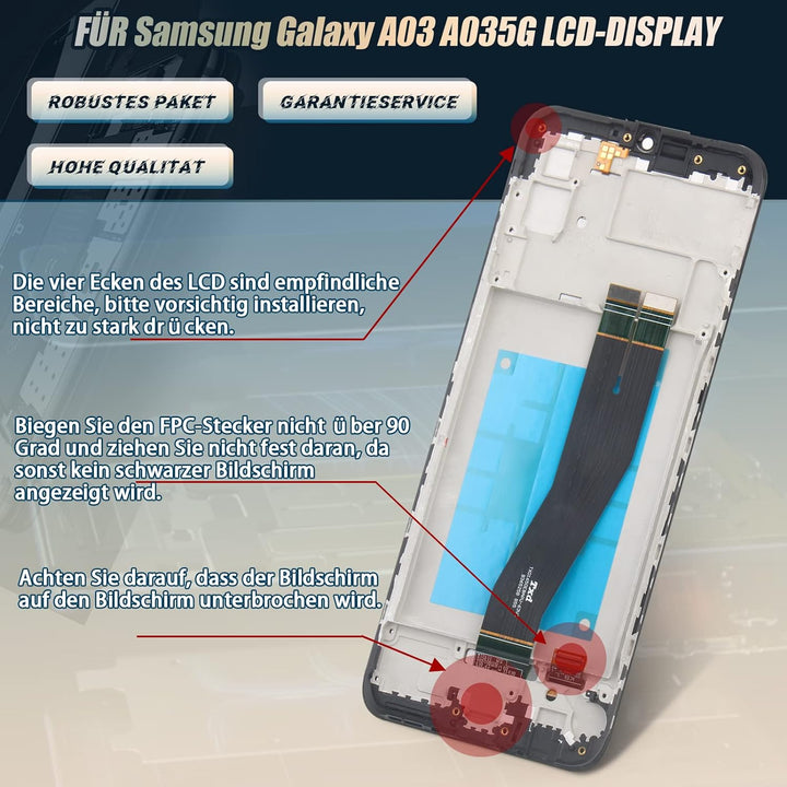 RongZy Kompatibel mit Samsung Galaxy A03 A035G Ersatz Bildschirm LCD Display und Touchscreen-Digitiz