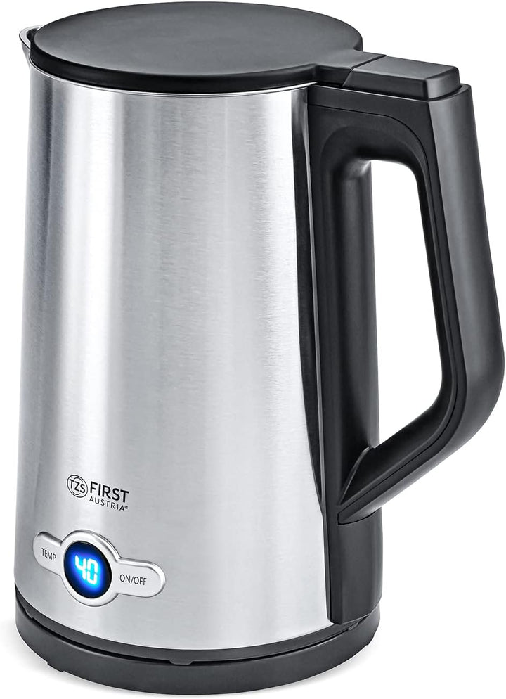 TZS First Austria Edelstahl Wasserkocher 2200W, 1,7 L, Temperatureinstellung 60-100 Grad, Warmhaltef