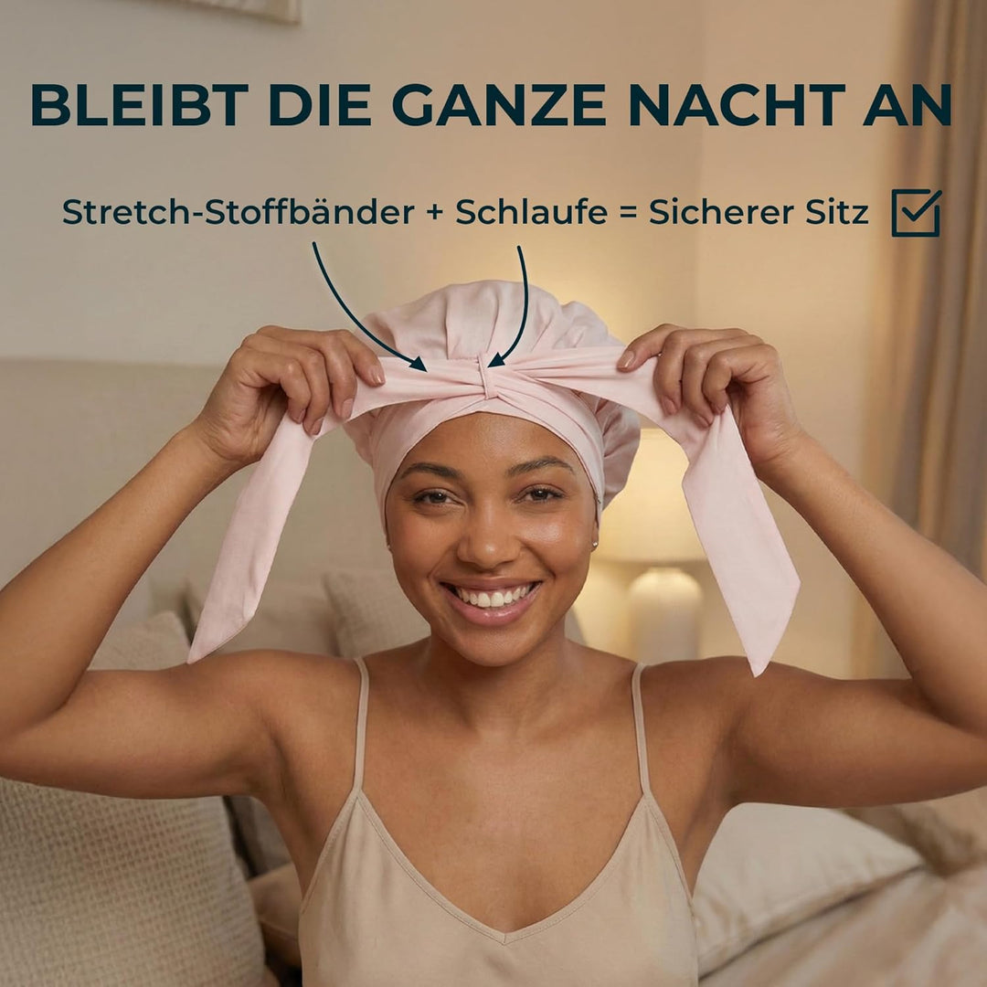 Seidenmütze – Schlafmütze aus 100% Maulbeerseide, atmungsaktive und anpassbare Schlafmützen, rutschf