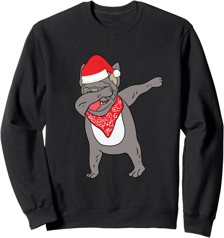 Dabbing Französische Bulldogge mit Nikolausmütze Frenchie Dab Sweatshirt