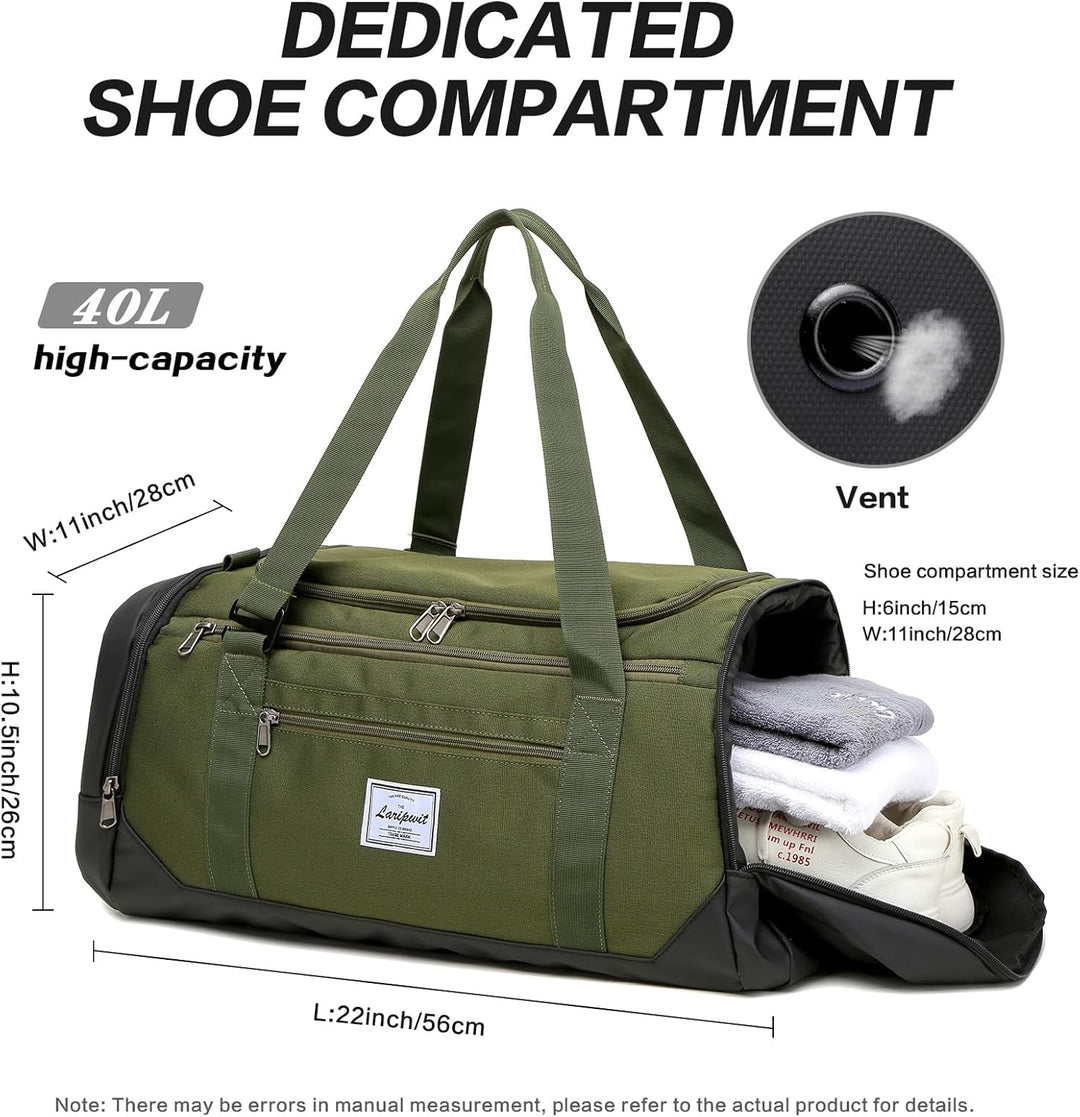 Laripwit Reisetasche Herren 40L Mittelgross Sporttasche mit Schuhfach und Nassfach Weekender Travel
